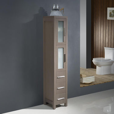 Fresca Torino Gray Oak Tall Bathroom Linen Side Cabinet Linen Cabinet Fresca